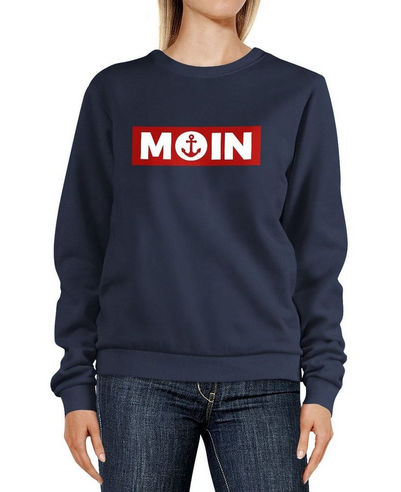 Neverless Sweatshirt Sweatshirt Damen Moin norddeutsch Morgen Anker Badge von Neverless