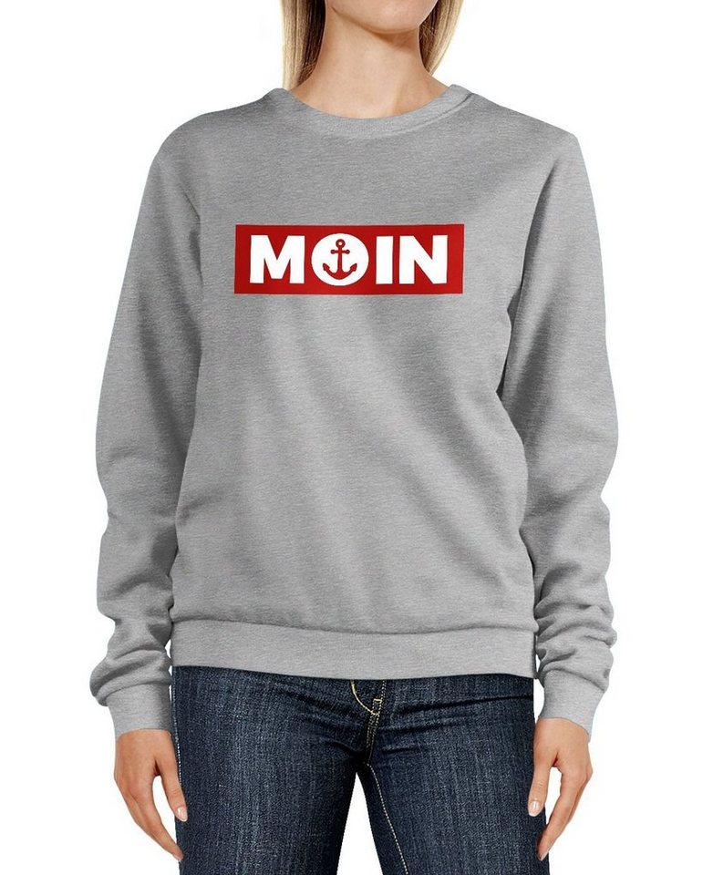 Neverless Sweatshirt Sweatshirt Damen Moin norddeutsch Morgen Anker Badge von Neverless