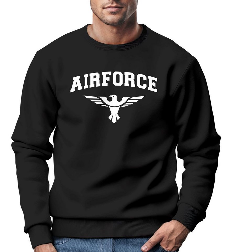Neverless Sweatshirt Sweatshirt Herren Airforce US Army Adler Militär Schrift Rundhals-Pullover Neverless® von Neverless