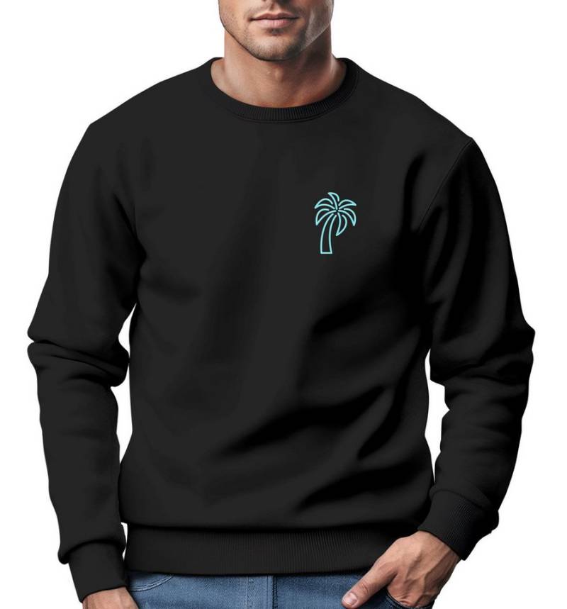 Neverless Sweatshirt Sweatshirt Herren Aufdruck Print Palme Line Art Motiv von Neverless