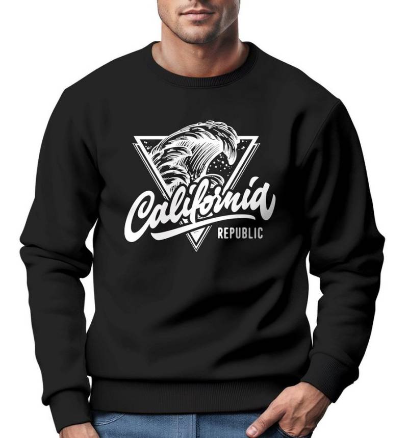 Neverless Sweatshirt Sweatshirt Herren California Republic Surfer Print Welle Wave Surf von Neverless
