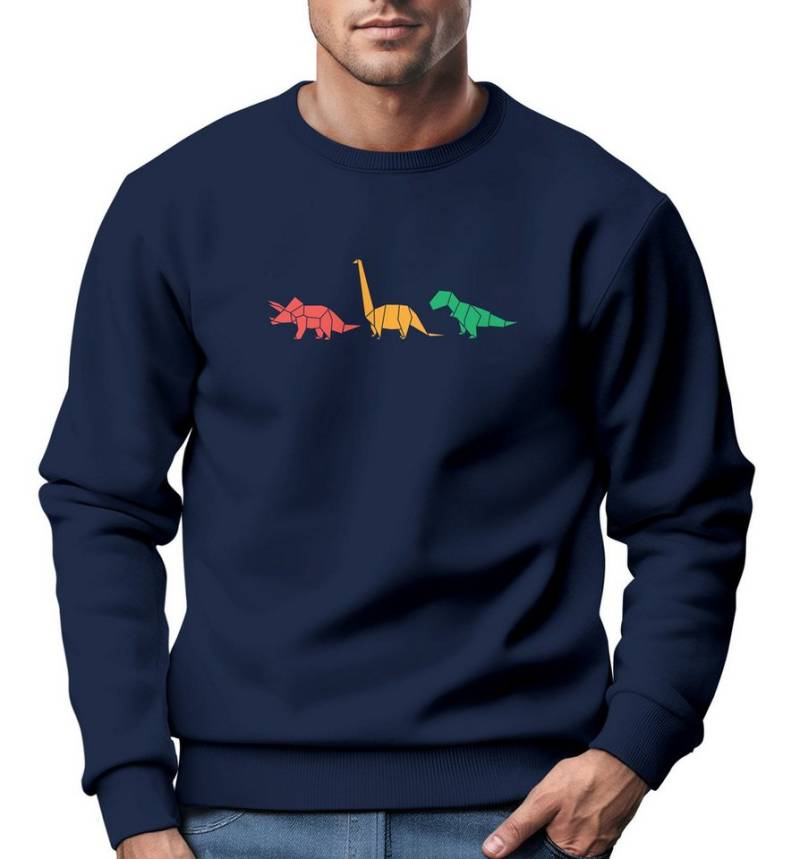 Neverless Sweatshirt Sweatshirt Herren Dinosaurier Aufdruck Polygon Tiere Geometric Print von Neverless