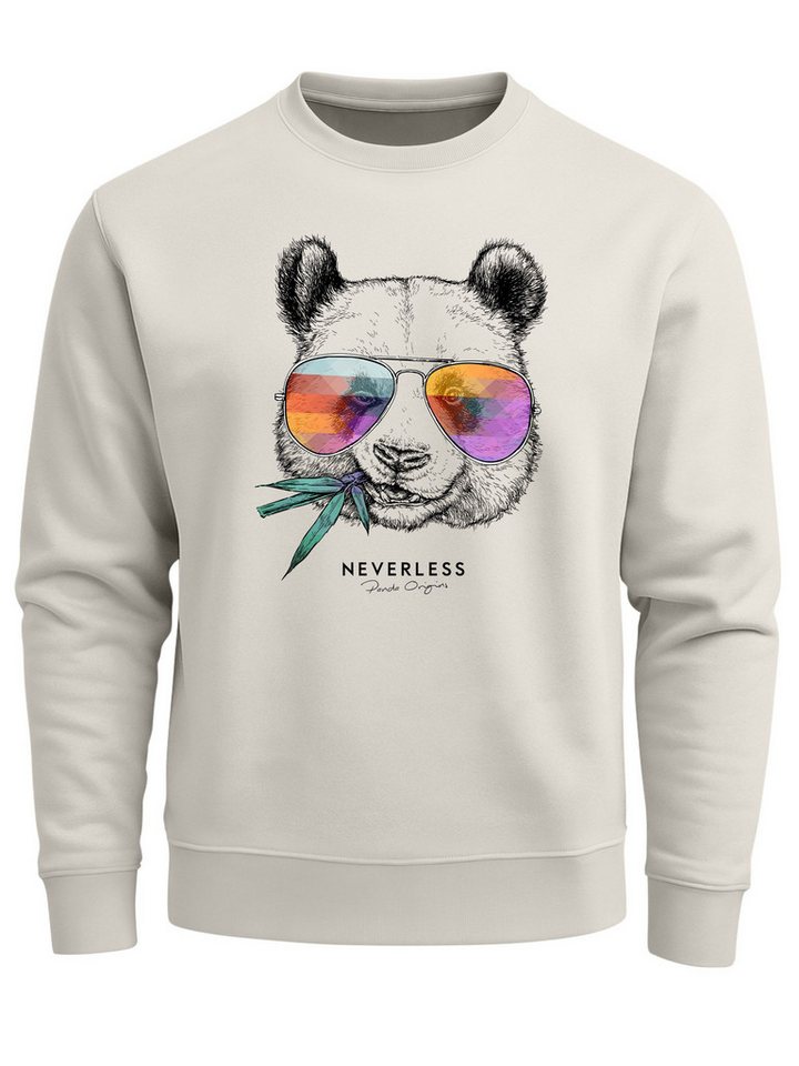 Neverless Sweatshirt Sweatshirt Herren Frontprint Panda Pullover mit Print Statement von Neverless