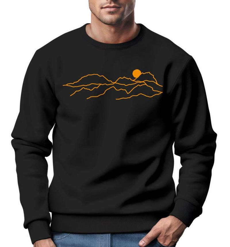 Neverless Sweatshirt Sweatshirt Herren Grafik-Design Outdoor Motiv Line Art Wandern von Neverless