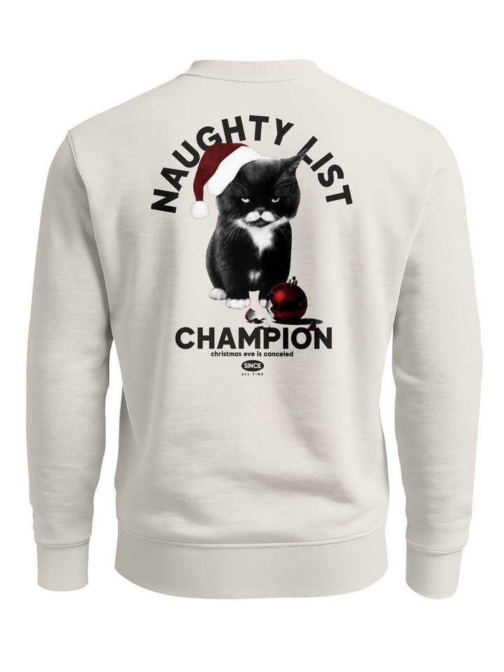 Neverless Sweatshirt Sweatshirt Herren Grafik Print Katze Weihnachtspullover Naughty List von Neverless