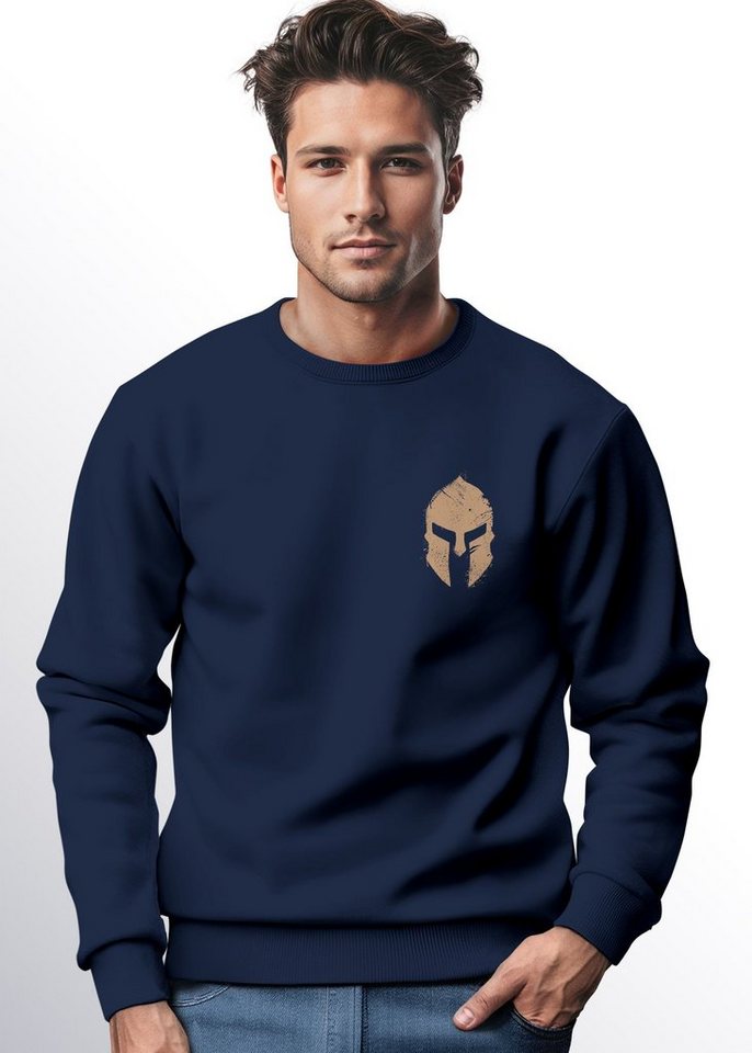 Neverless Sweatshirt Sweatshirt Herren Logo Print Sparta-Helm Spartaner Gladiator Krieger W von Neverless