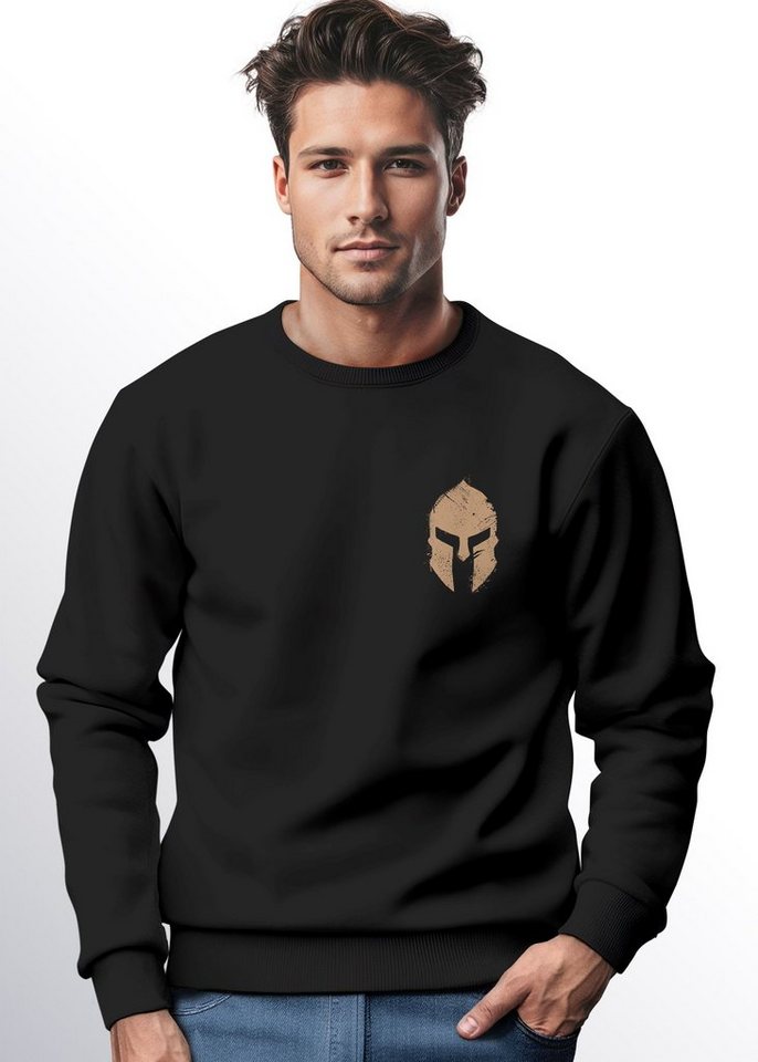 Neverless Sweatshirt Sweatshirt Herren Logo Print Sparta-Helm Spartaner Gladiator Krieger W von Neverless