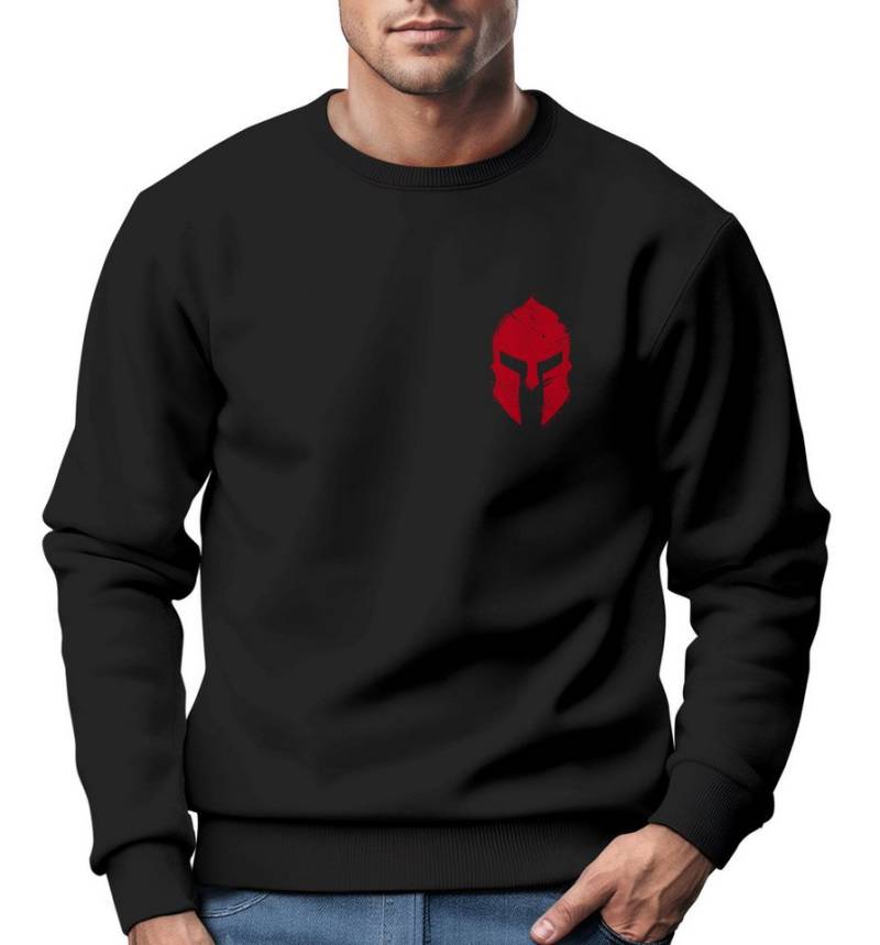 Neverless Sweatshirt Sweatshirt Herren Logo Print Sparta-Helm Spartaner Gladiator Krieger von Neverless