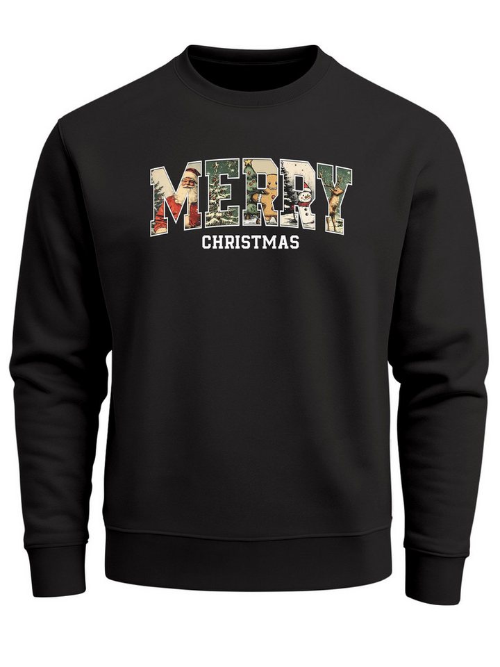 Neverless Sweatshirt Sweatshirt Herren Merry Christmas Weihnachstpullover College Style von Neverless
