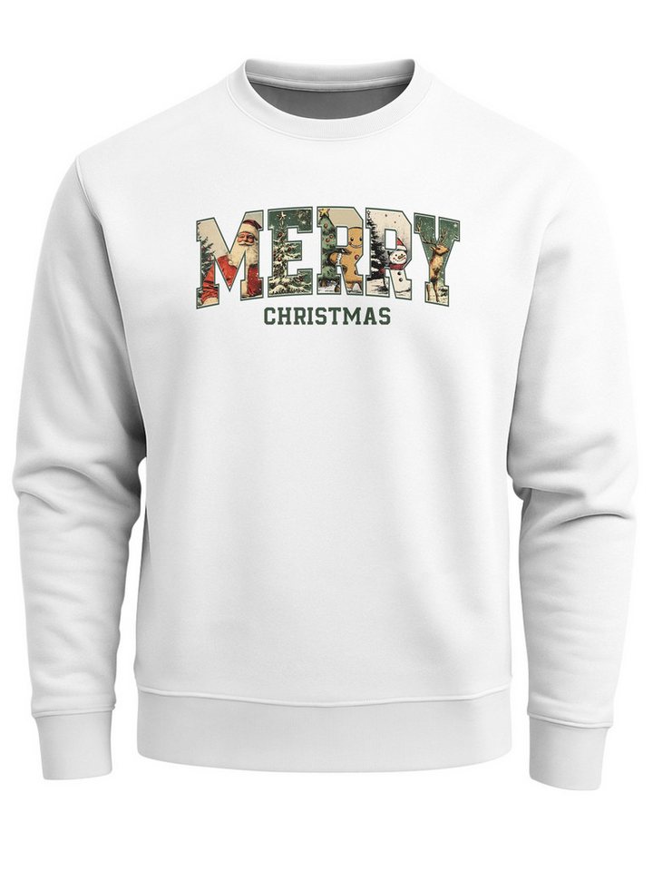 Neverless Sweatshirt Sweatshirt Herren Merry Christmas Weihnachstpullover College Style von Neverless