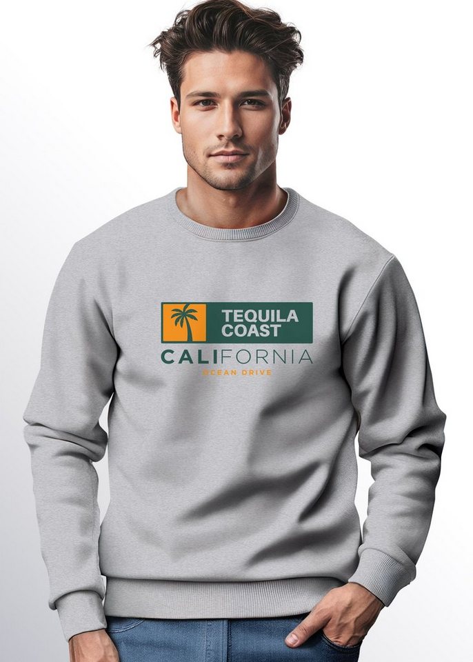 Neverless Sweatshirt Sweatshirt Herren Print California USA Tequila Coast Aufdruck Rundhals von Neverless