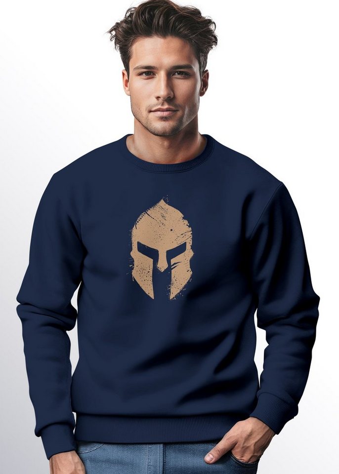 Neverless Sweatshirt Sweatshirt Herren Print Sparta-Helm Spartaner Gladiator Krieger Warrio von Neverless