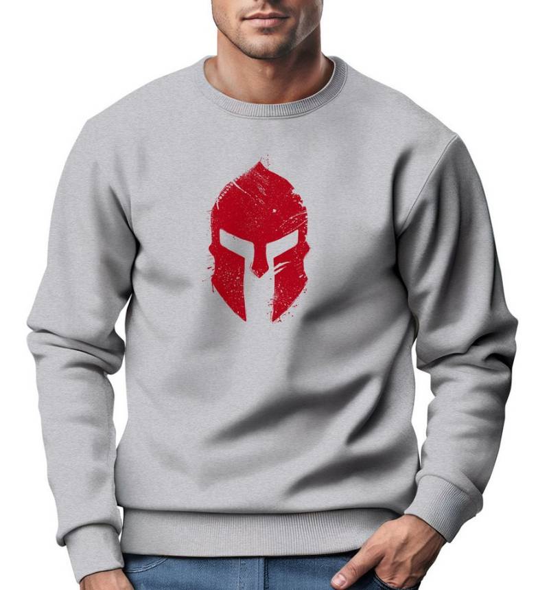 Neverless Sweatshirt Sweatshirt Herren Print Sparta-Helm Spartaner Gladiator Krieger von Neverless