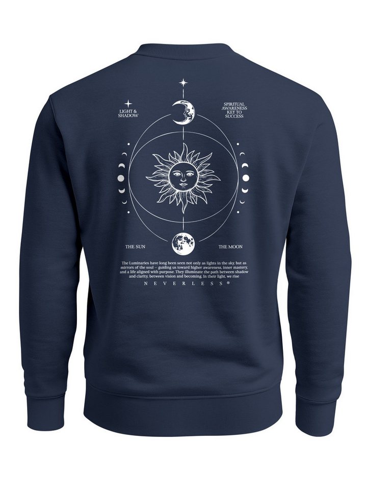 Neverless Sweatshirt Sweatshirt Herren Pullover mit Backprint Astronomie Sonne-Mond Design von Neverless