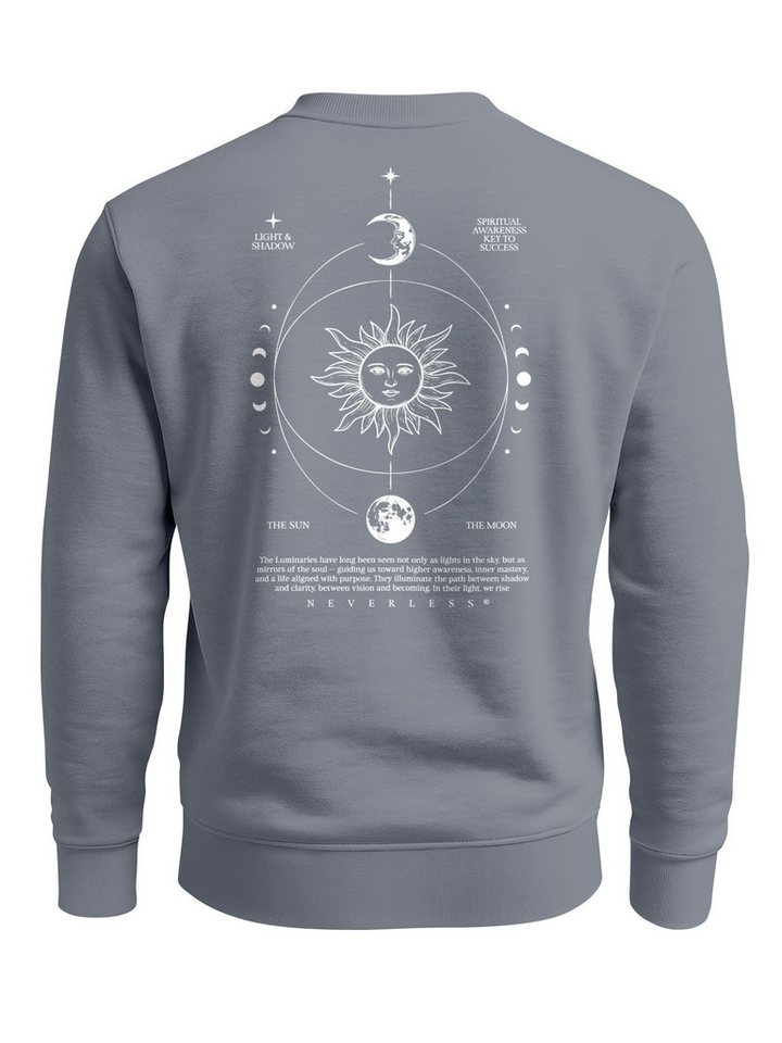 Neverless Sweatshirt Sweatshirt Herren Pullover mit Backprint Astronomie Sonne-Mond Design von Neverless