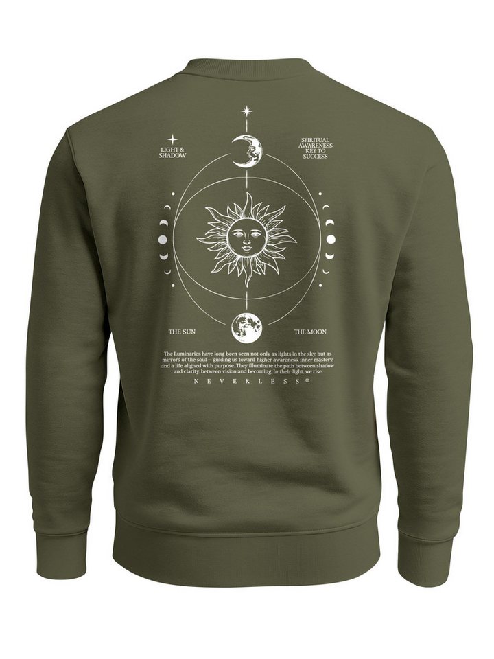 Neverless Sweatshirt Sweatshirt Herren Pullover mit Backprint Astronomie Sonne-Mond Design von Neverless