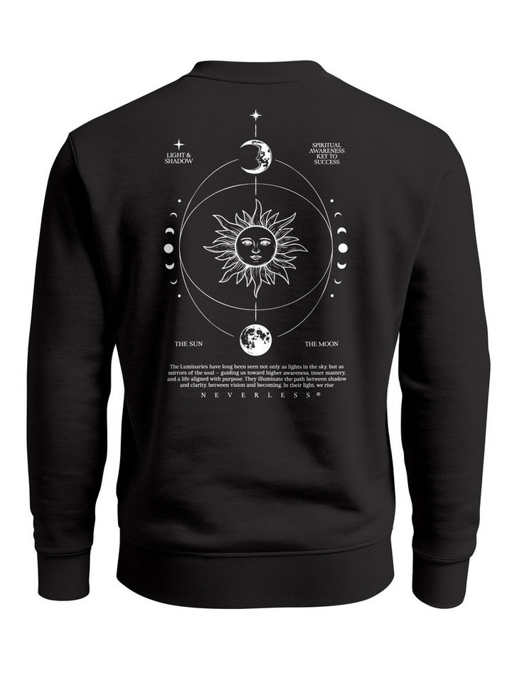 Neverless Sweatshirt Sweatshirt Herren Pullover mit Backprint Astronomie Sonne-Mond Design von Neverless