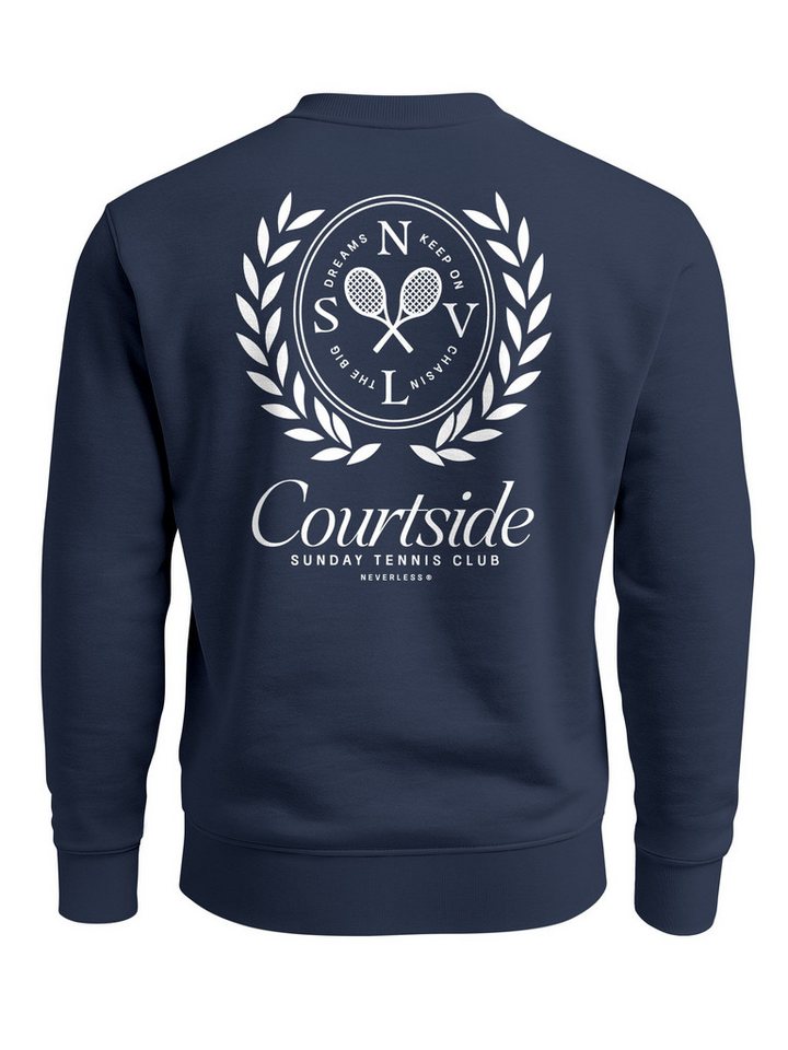 Neverless Sweatshirt Sweatshirt Herren Pullover mit Backprint Courtside Tennis Club von Neverless