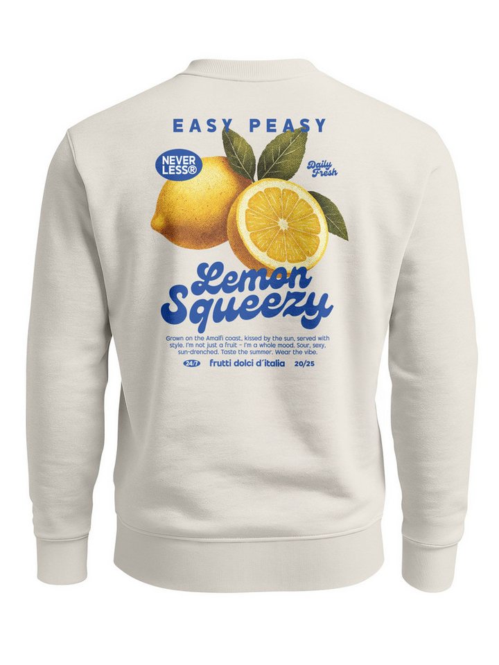 Neverless Sweatshirt Sweatshirt Herren Pullover mit Backprint Easy Peasy Lemon Squeezy von Neverless
