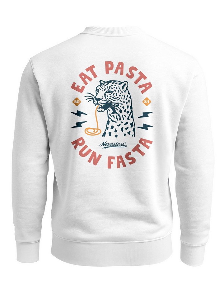 Neverless Sweatshirt Sweatshirt Herren Pullover mit Backprint Eat Pasta Run Fasta Food von Neverless