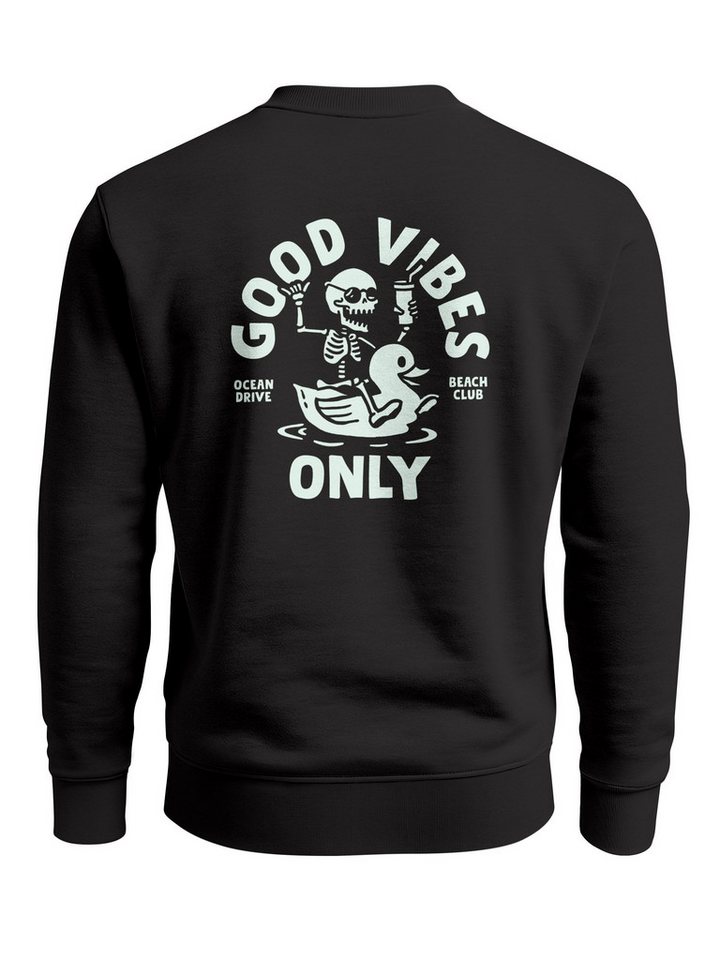 Neverless Sweatshirt Sweatshirt Herren Pullover mit Backprint Good Vibes Only Skelett von Neverless
