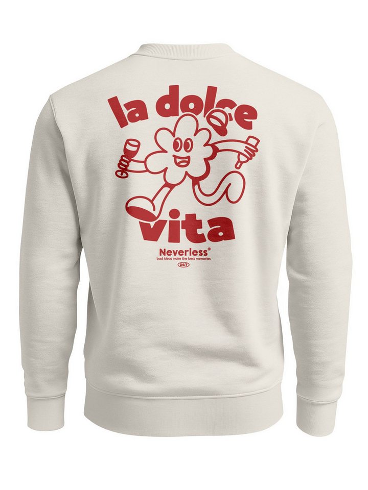 Neverless Sweatshirt Sweatshirt Herren Pullover mit Backprint La Dolce Vita Design Italian von Neverless