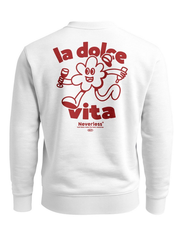 Neverless Sweatshirt Sweatshirt Herren Pullover mit Backprint La Dolce Vita Design Italian von Neverless