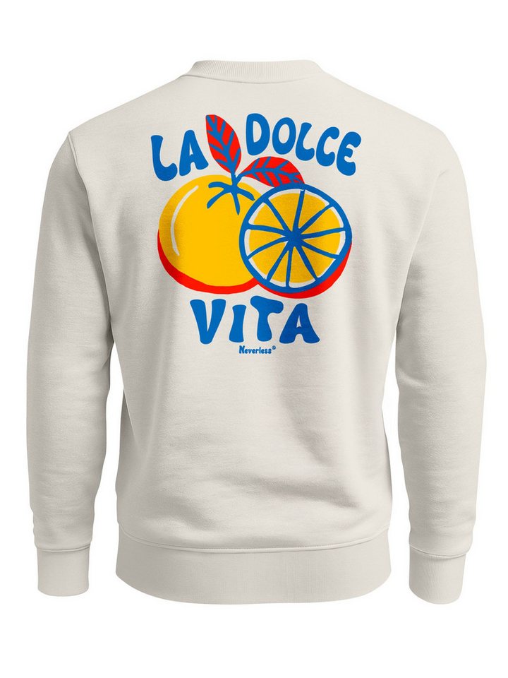 Neverless Sweatshirt Sweatshirt Herren Pullover mit Backprint La Dolce Vita Statement von Neverless