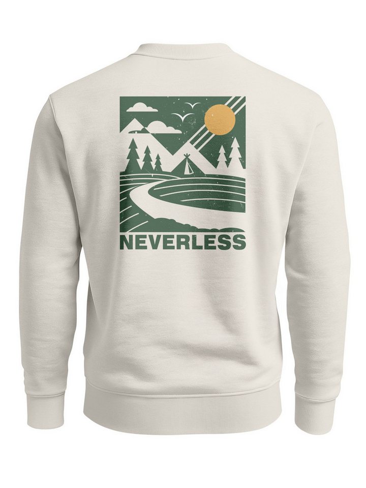 Neverless Sweatshirt Sweatshirt Herren Pullover mit Backprint Landscape Fashion Naturmotiv von Neverless