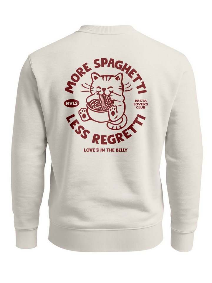 Neverless Sweatshirt Sweatshirt Herren Pullover mit Backprint More Spaghetti Less Regretti von Neverless