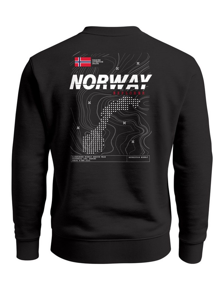 Neverless Sweatshirt Sweatshirt Herren Pullover mit Backprint Norway Explorer von Neverless