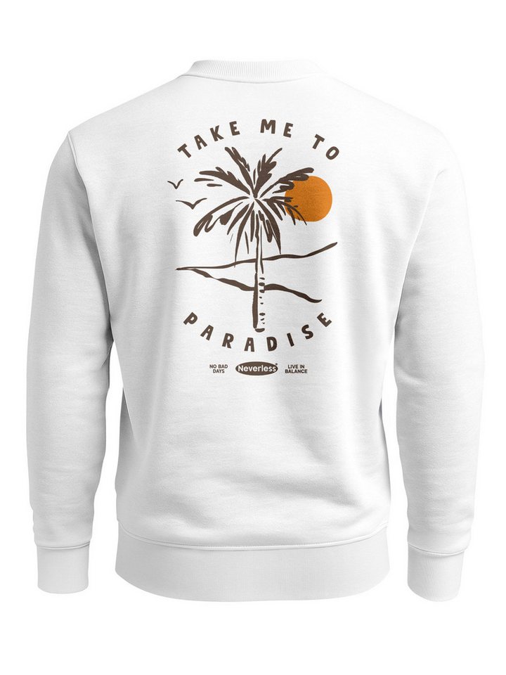 Neverless Sweatshirt Sweatshirt Herren Pullover mit Backprint Palmen Sonne Design Beach von Neverless