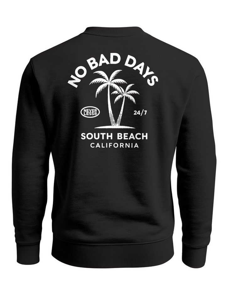 Neverless Sweatshirt Sweatshirt Herren Pullover mit Backprint Palmenmotiv South Beach von Neverless