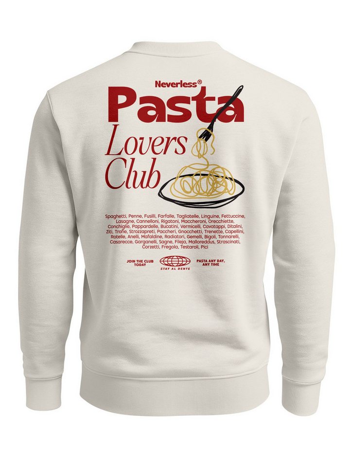 Neverless Sweatshirt Sweatshirt Herren Pullover mit Backprint Pasta Lovers Club Spaghetti von Neverless