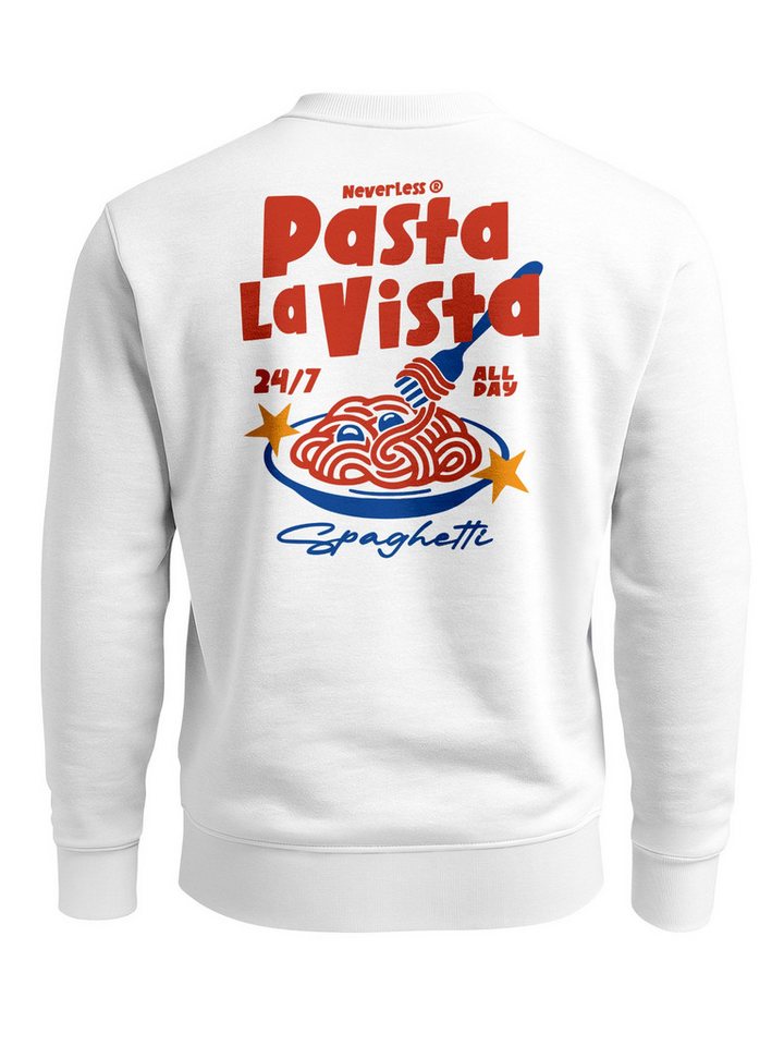 Neverless Sweatshirt Sweatshirt Herren Pullover mit Backprint Pasta la Vista Pulli von Neverless