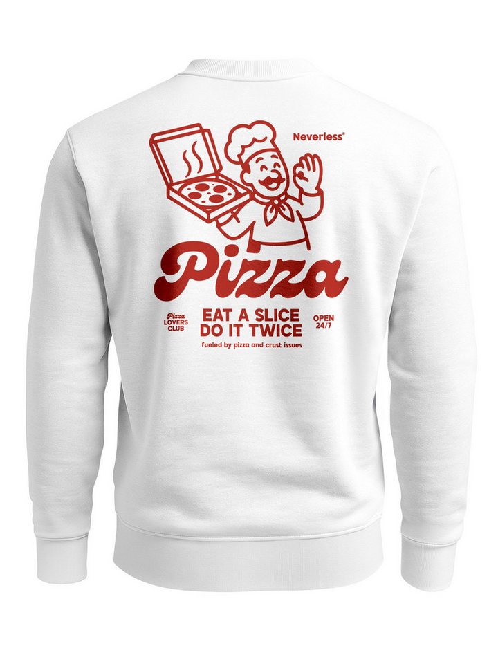 Neverless Sweatshirt Sweatshirt Herren Pullover mit Backprint Pizza Eat a Slice Fashion von Neverless