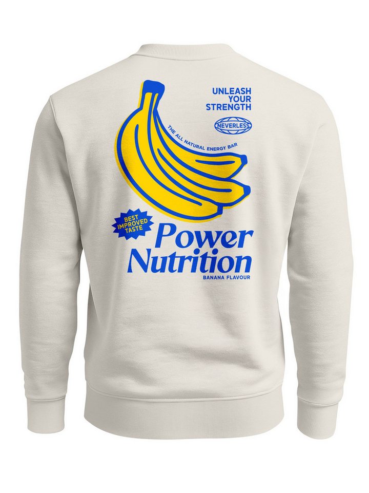 Neverless Sweatshirt Sweatshirt Herren Pullover mit Backprint Power Nutrition Design Print von Neverless