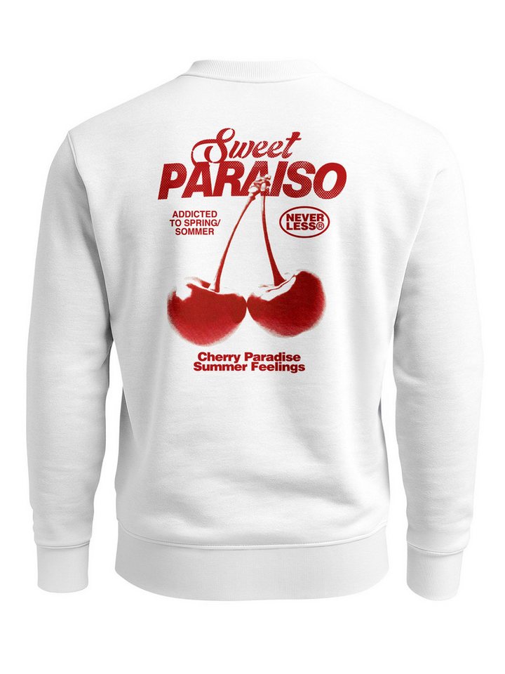 Neverless Sweatshirt Sweatshirt Herren Pullover mit Backprint Sweet Paraiso Kirschen von Neverless