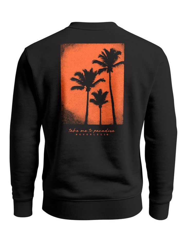 Neverless Sweatshirt Sweatshirt Herren Pullover mit Backprint Take Me to Paradise Design von Neverless