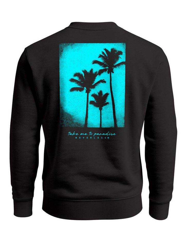 Neverless Sweatshirt Sweatshirt Herren Pullover mit Backprint Take Me to Paradise Design von Neverless