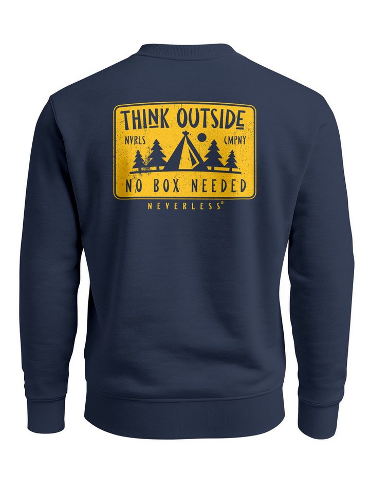 Neverless Sweatshirt Sweatshirt Herren Pullover mit Backprint Think Outside Outdoor von Neverless