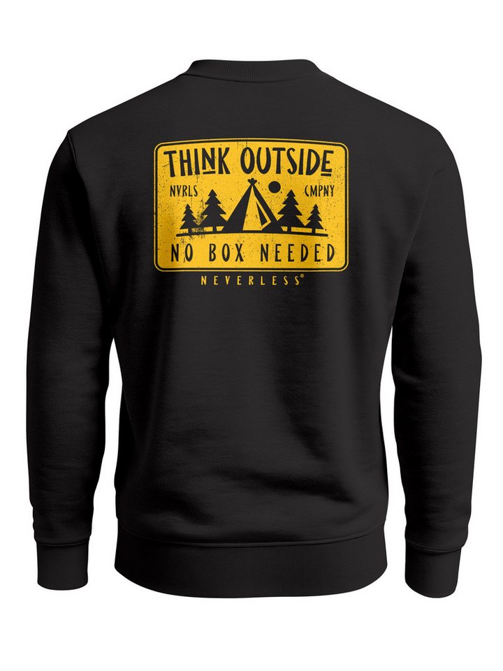 Neverless Sweatshirt Sweatshirt Herren Pullover mit Backprint Think Outside Outdoor von Neverless