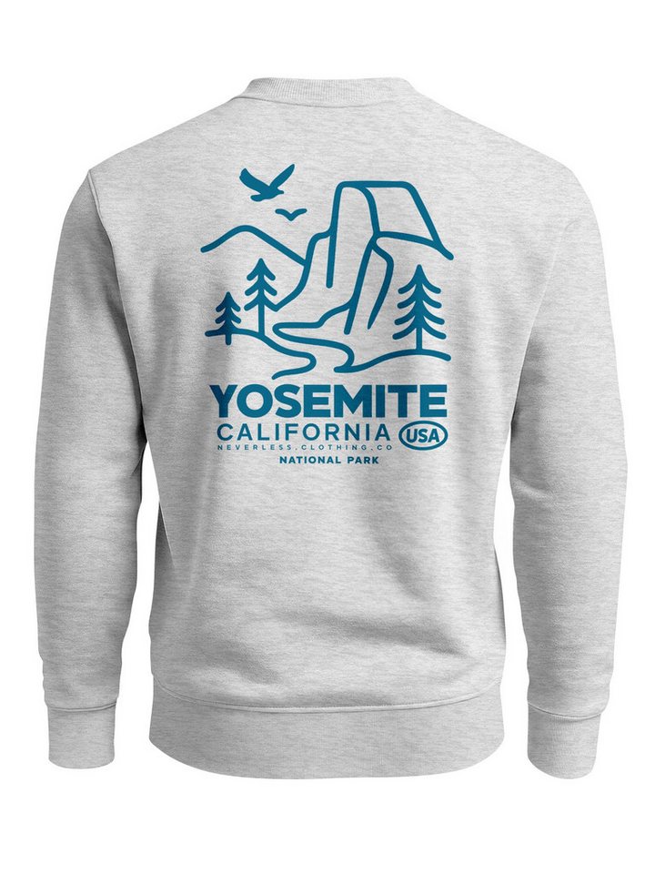 Neverless Sweatshirt Sweatshirt Herren Pullover mit Backprint Yosemite California von Neverless