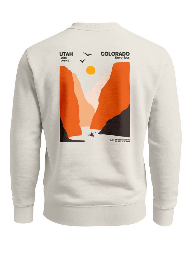 Neverless Sweatshirt Sweatshirt Herren Pullover mit Backprint mit Canyon-Motiv Lake Powell von Neverless