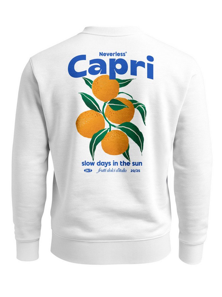 Neverless Sweatshirt Sweatshirt Herren Pullover mit Backprint mit Orangen Design Italian von Neverless