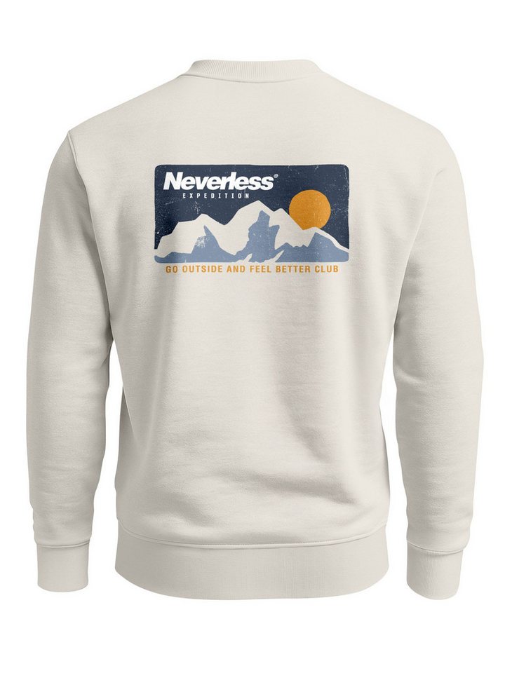 Neverless Sweatshirt Sweatshirt Herren Pullover mit Outdoor Backprint Bergmotiv Nature von Neverless