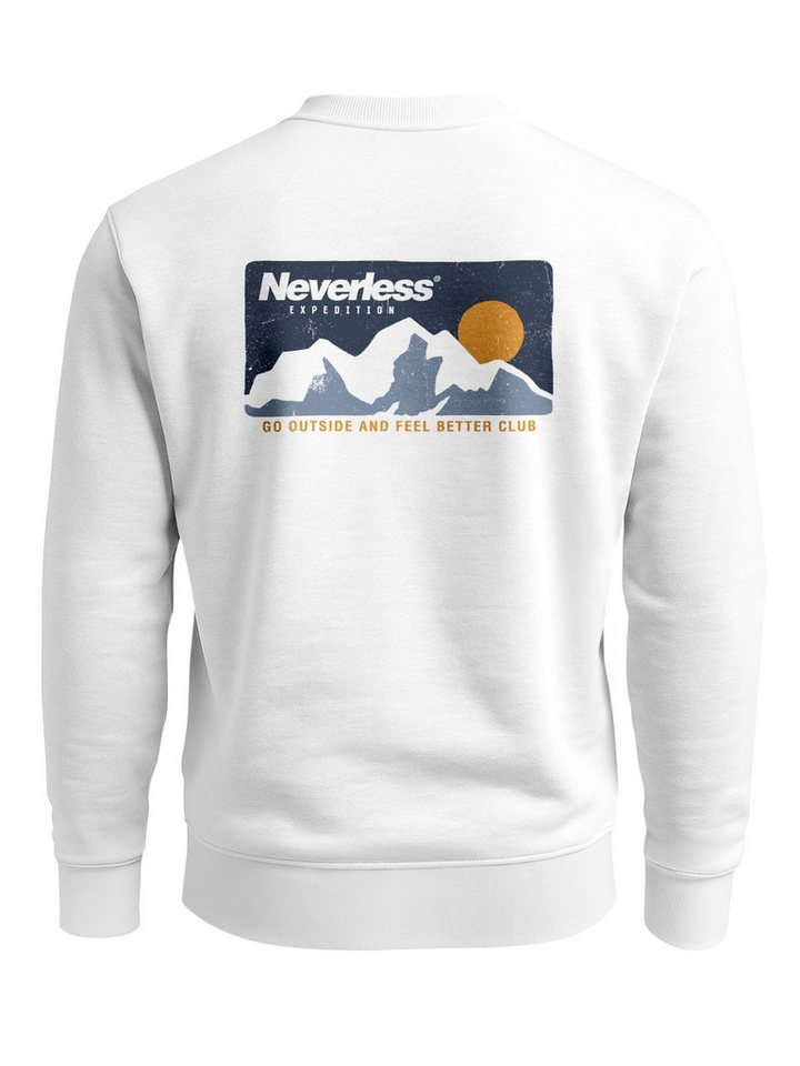 Neverless Sweatshirt Sweatshirt Herren Pullover mit Outdoor Backprint Bergmotiv Nature von Neverless