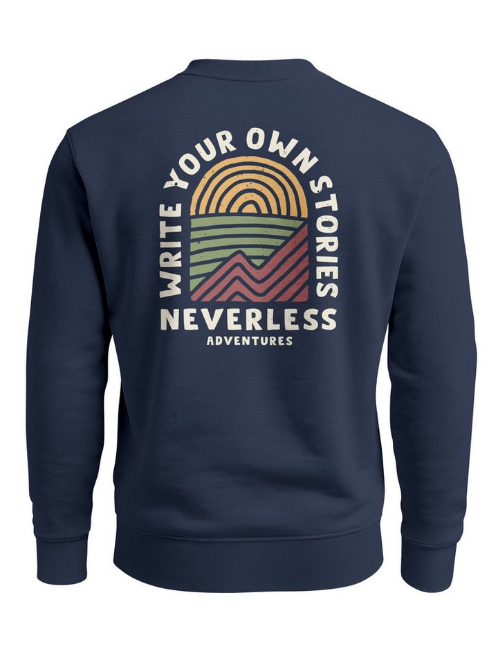 Neverless Sweatshirt Sweatshirt Herren Pullover mit Outdoor Backprint mit Sonne und Bergen von Neverless