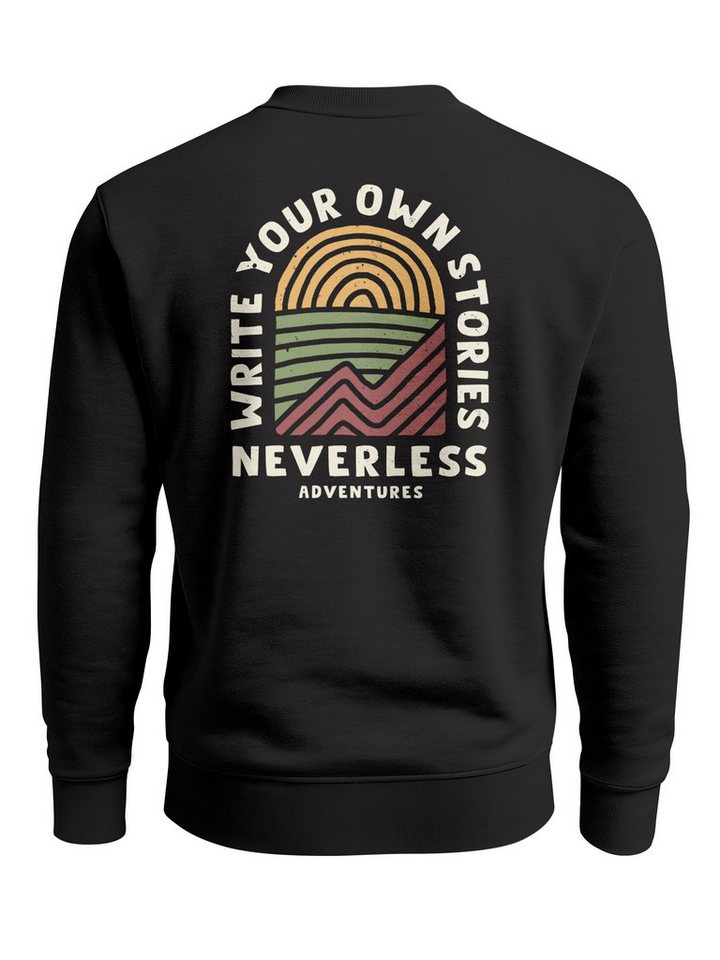 Neverless Sweatshirt Sweatshirt Herren Pullover mit Outdoor Backprint mit Sonne und Bergen von Neverless
