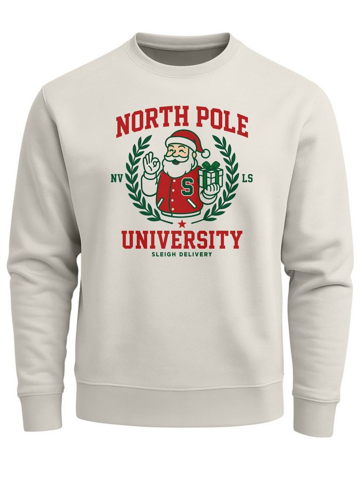 Neverless Sweatshirt Sweatshirt Herren Weihnachtspullover College Style Schriftzug North von Neverless